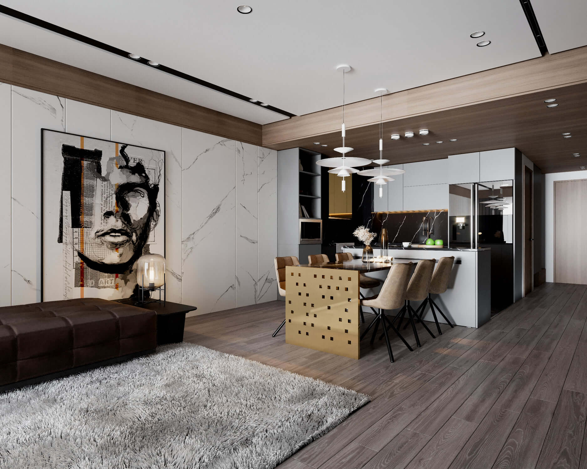 3D Interior Model Kitchen Living room 0175 Scene 3dsmax