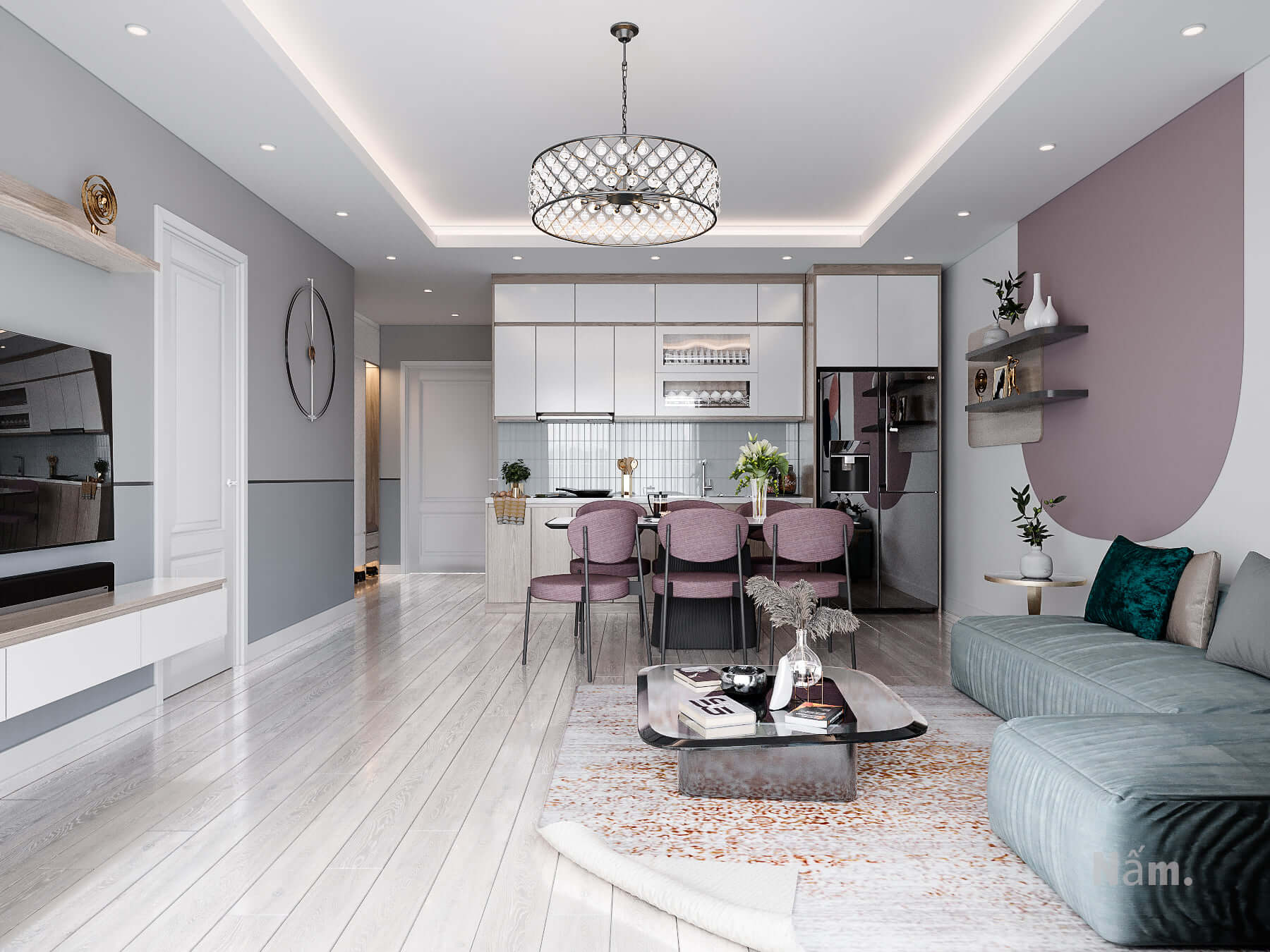 3D Interior Model Kitchen Living room 0179 Scene 3dsmax