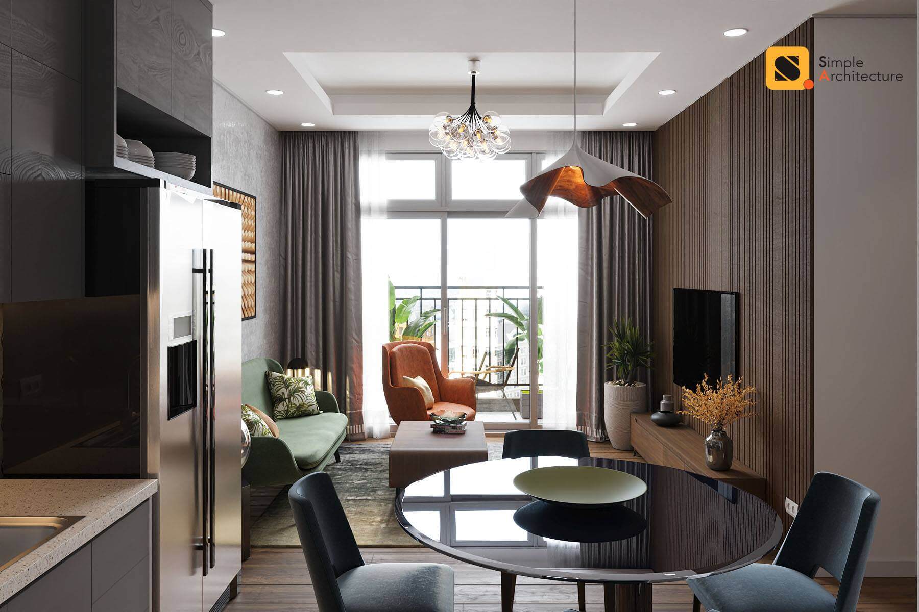 3D Interior Model Kitchen Living room 0180 Scene 3dsmax