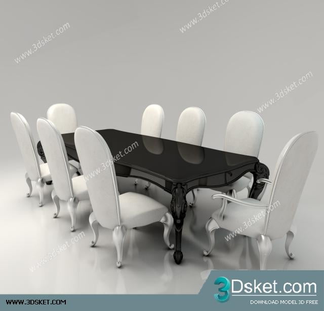 3D Model Table Chair Free Download Bàn ghế 004