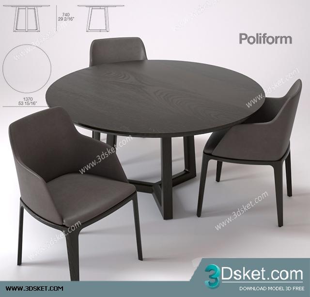 3D Model Table Chair Free Download Bàn ghế 028