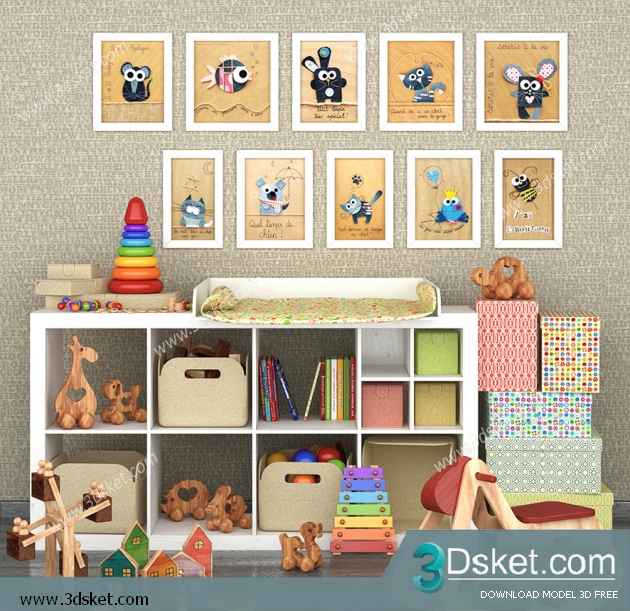 Free Download Furniture set 3D Model 005