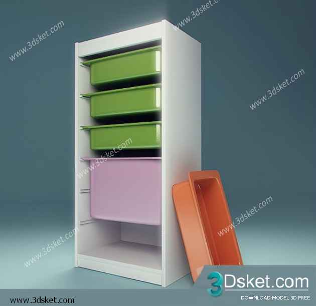 Free Download Child Wardrobe 3D Model Tủ quần áo 003