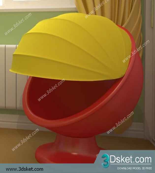 Free Download Table Chair Children 3D Model Bàn Ghế 014