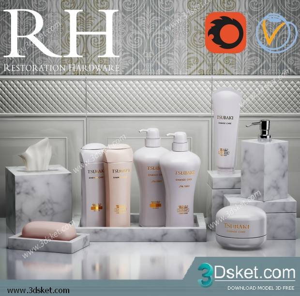 Free Download Bathroom Accessories 3D Model Đồ dùng 039