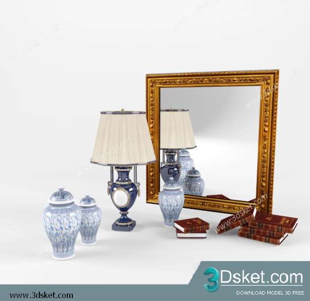 Free Download Decorative set 3D Model Bộ Trang Trí 040