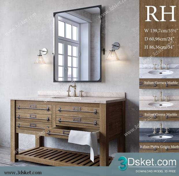 Free Download Bathroom Furniture 3D Model 015