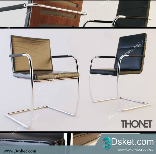 3D Model Office Furniture Free Download Ghế chân quỳ 005