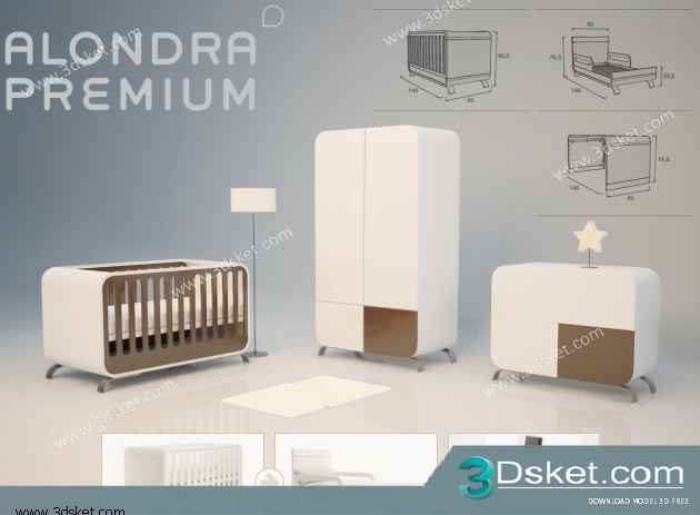 Free Download Child Wardrobe 3D Model Tủ quần áo 032