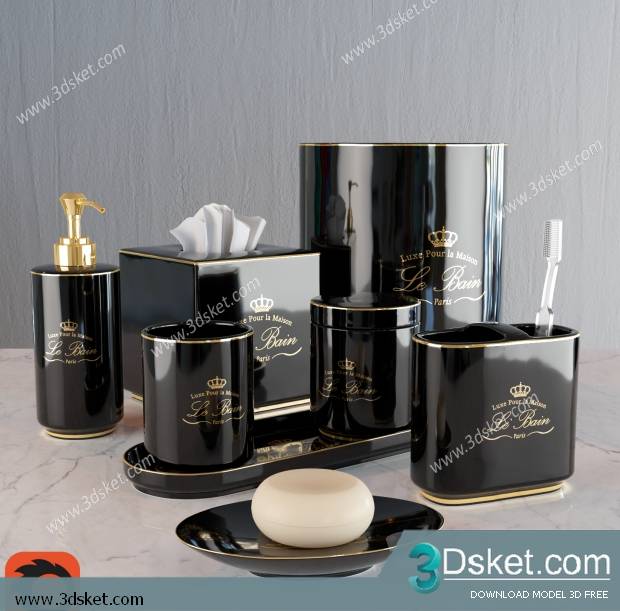 Free Download Bathroom Accessories 3D Model Đồ dùng 041
