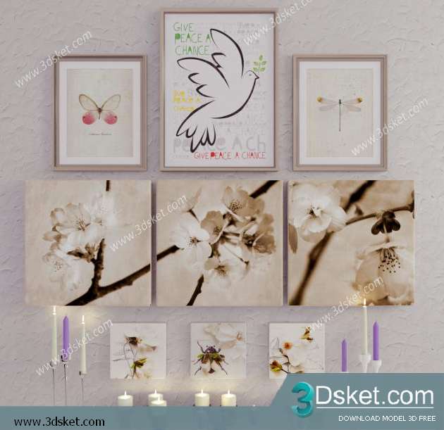 Free Download Decorative set 3D Model Bộ Trang Trí 043