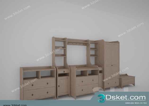 Free Download Child Wardrobe 3D Model Tủ quần áo 004