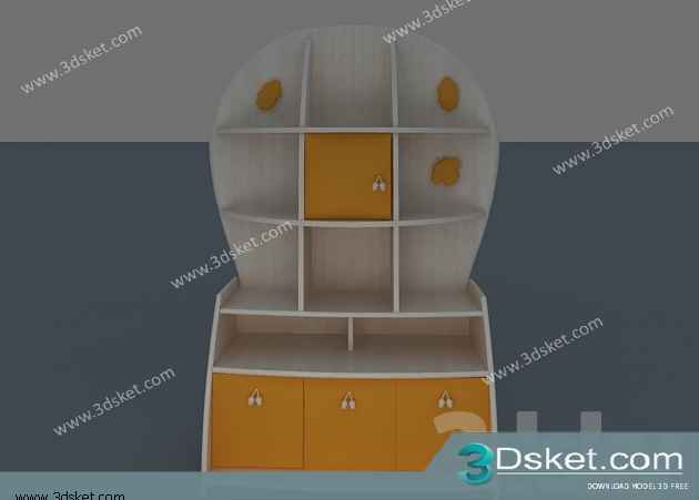 Free Download Child Wardrobe 3D Model Tủ quần áo 035