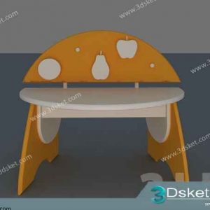 Free Download Table Chair Children 3D Model Bàn Ghế 047