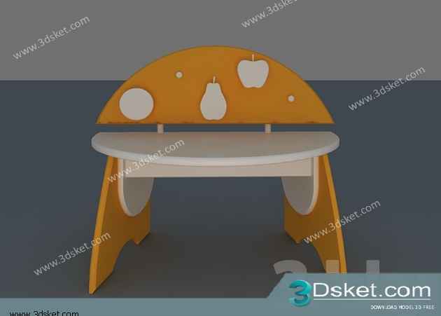 Free Download Table Chair Children 3D Model Bàn Ghế 047