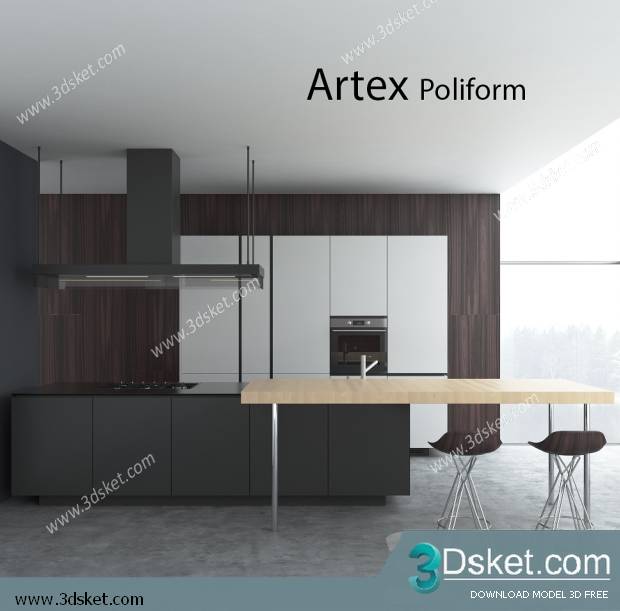 Free Download Kitchen 3D Model Nhà bếp 042