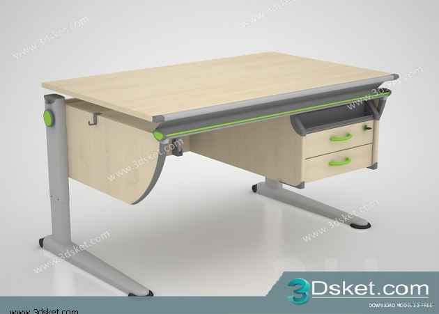 Free Download Table Chair Children 3D Model Bàn Ghế 016