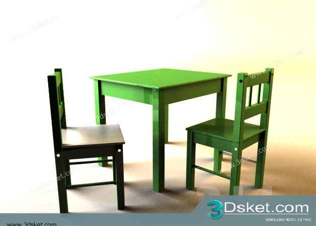 Free Download Table Chair Children 3D Model Bàn Ghế 049
