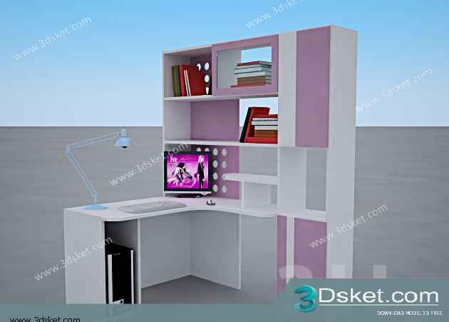 Free Download Table Chair Children 3D Model Bàn Ghế 050