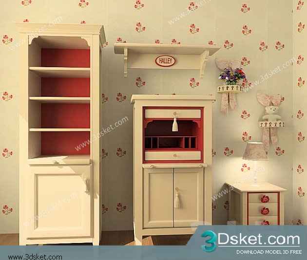 Free Download Child Wardrobe 3D Model Tủ quần áo 040