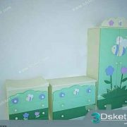 Free Download Child Wardrobe 3D Model Tủ quần áo 041