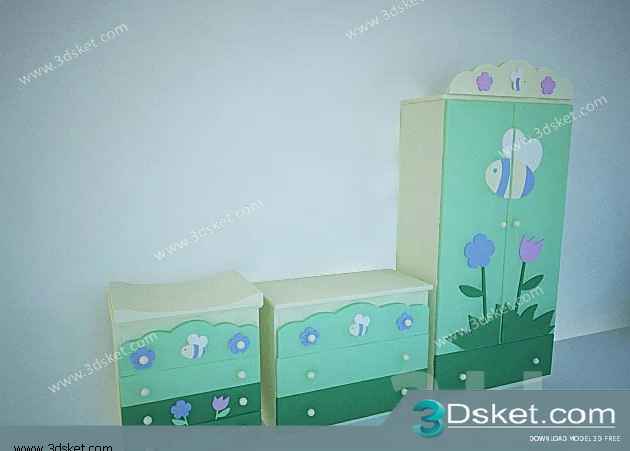 Free Download Child Wardrobe 3D Model Tủ quần áo 041