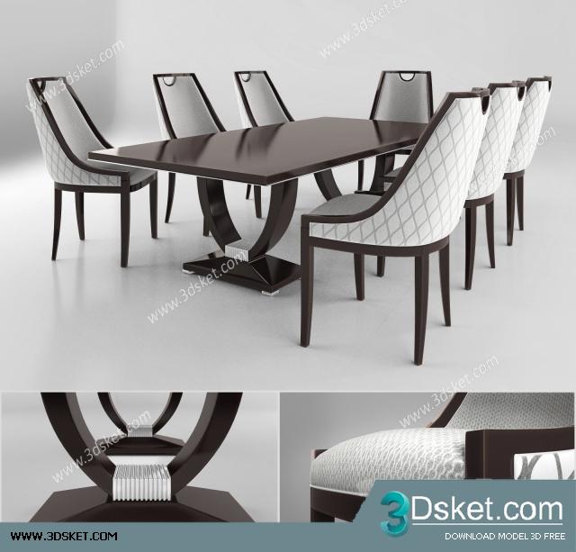 3D Model Table Chair Free Download Bàn ghế 005