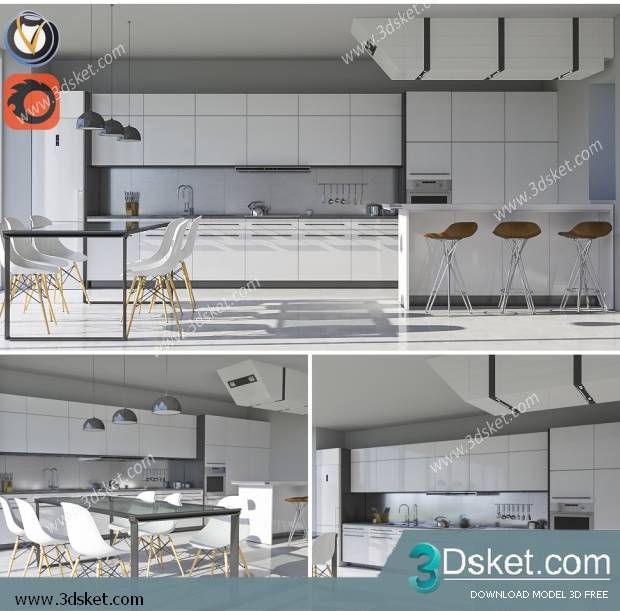 Free Download Kitchen 3D Model Nhà bếp 046