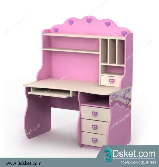 Free Download Table Chair Children 3D Model Bàn Ghế 017