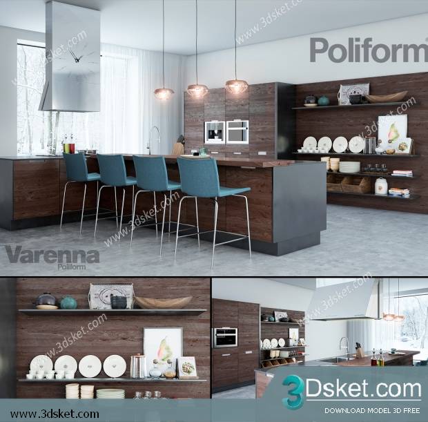 Free Download Kitchen 3D Model Nhà bếp 049