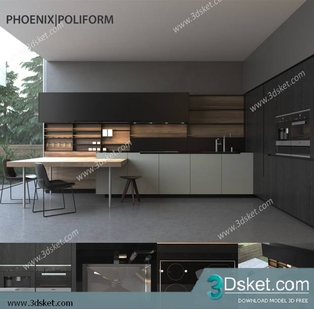 Free Download Kitchen 3D Model Nhà bếp 050