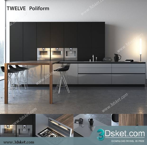 Free Download Kitchen 3D Model Nhà bếp 052