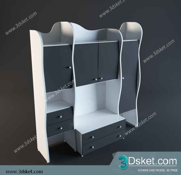 Free Download Child Wardrobe 3D Model Tủ quần áo 006