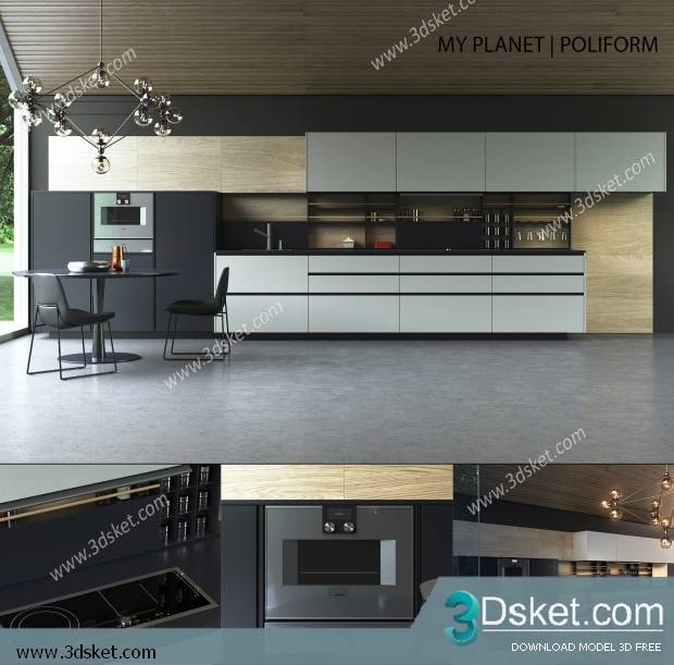 Free Download Kitchen 3D Model Nhà bếp 054