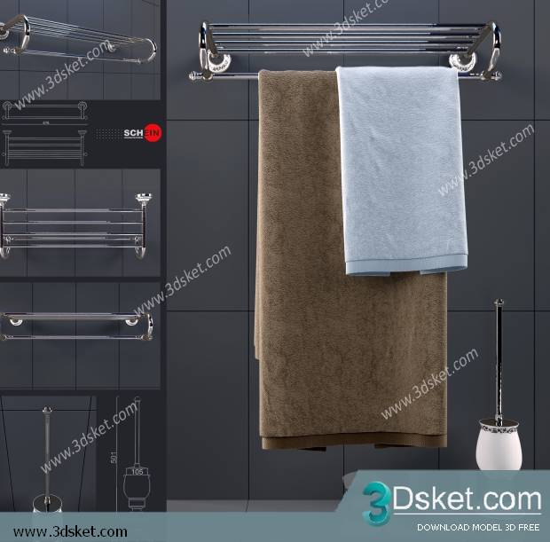 Free Download Towel Rail 3D Model Thanh Treo Khăn 007