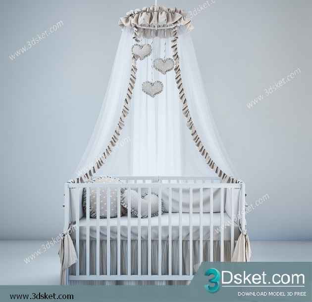 Free Download Child Bed 3D Model Giường cho trẻ 003
