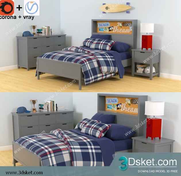 Free Download Furniture set 3D Model 008