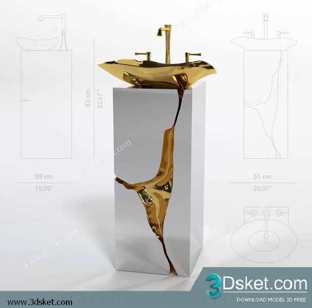 Free Download Wash Basin 3D Model Chậu Rửa Mặt 013