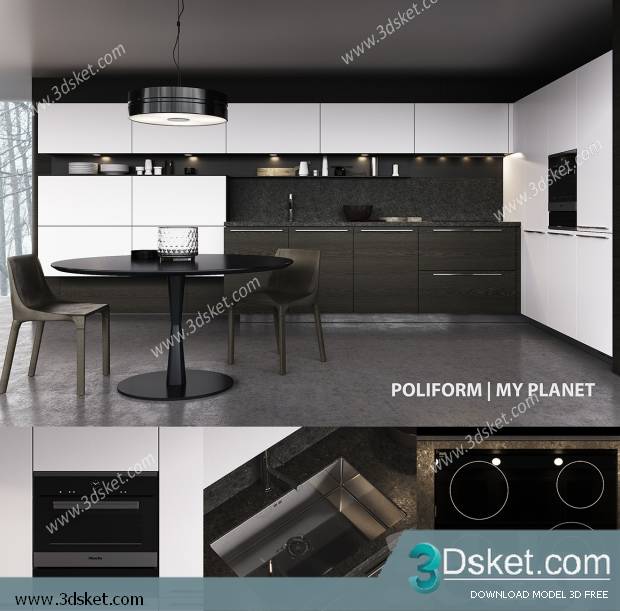 Free Download Kitchen 3D Model Nhà bếp 058