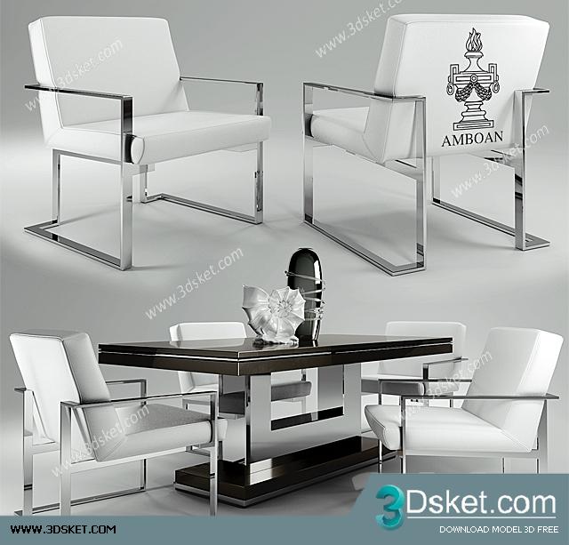 3D Model Table Chair Free Download Bàn ghế 031