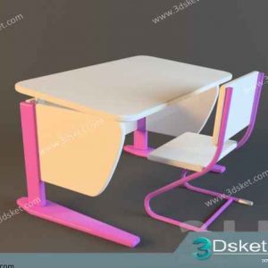 Free Download Table Chair Children 3D Model Bàn Ghế 020