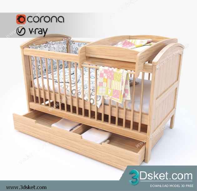 Free Download Child Bed 3D Model Giường cho trẻ 006