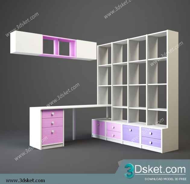 Free Download Child Wardrobe 3D Model Tủ quần áo 048