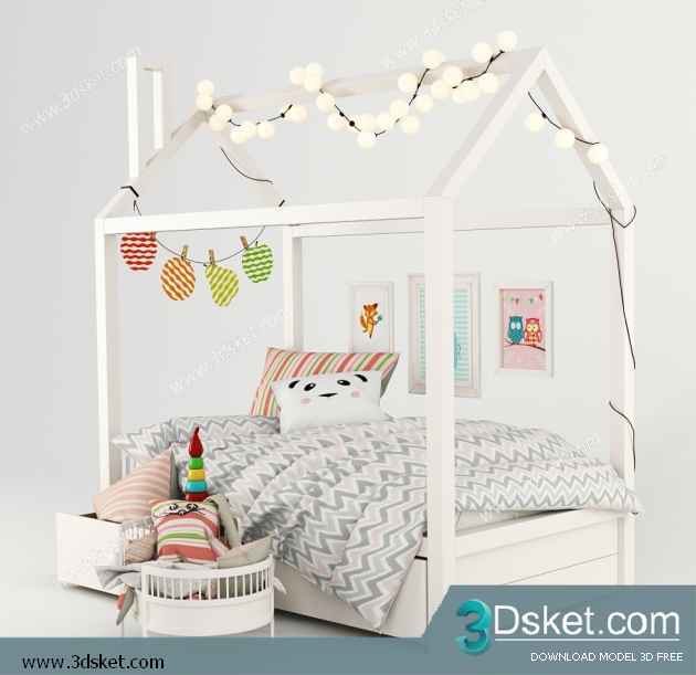 Free Download Child Bed 3D Model Giường cho trẻ 007