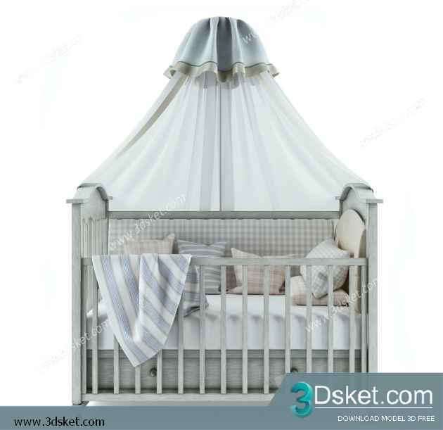 Free Download Child Bed 3D Model Giường cho trẻ 008