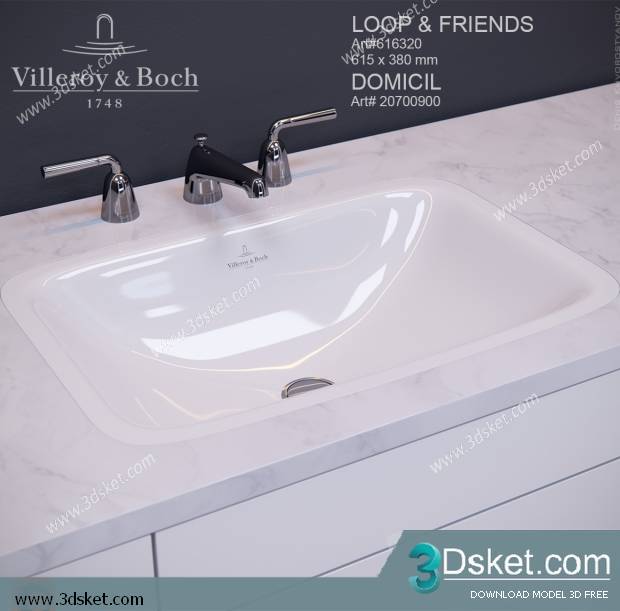 Free Download Wash Basin 3D Model Chậu Rửa Mặt 017