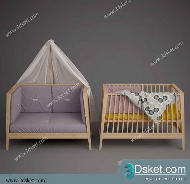 Free Download Child Bed 3D Model Giường cho trẻ 009