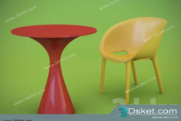 Free Download Table Chair Children 3D Model Bàn Ghế 021