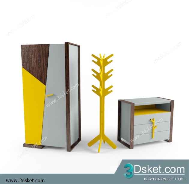 Free Download Child Wardrobe 3D Model Tủ quần áo 049