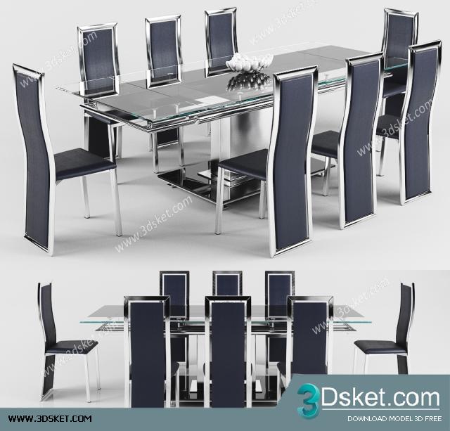 3D Model Table Chair Free Download Bàn ghế 007